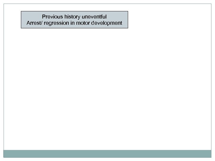 Previous history uneventful Arrest/ regression in motor development 