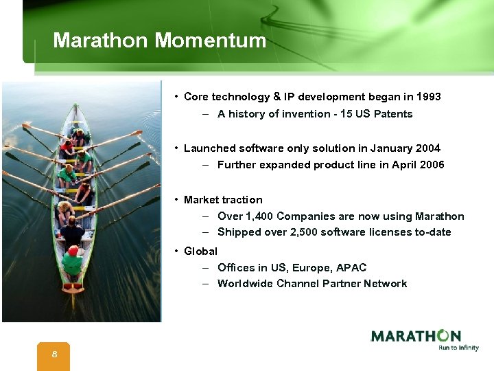 Marathon Momentum • Core technology & IP development began in 1993 – A history