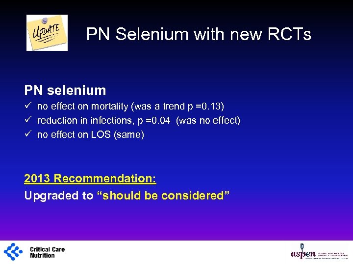 PN Selenium with new RCTs PN selenium ü no effect on mortality (was a