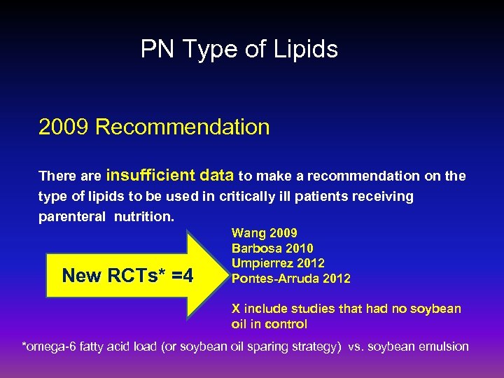 PN Type of Lipids 2009 Recommendation There are insufficient data to make a recommendation