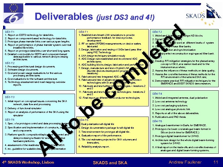 Deliverables (just DS 3 and 4!) d e t le p m o c