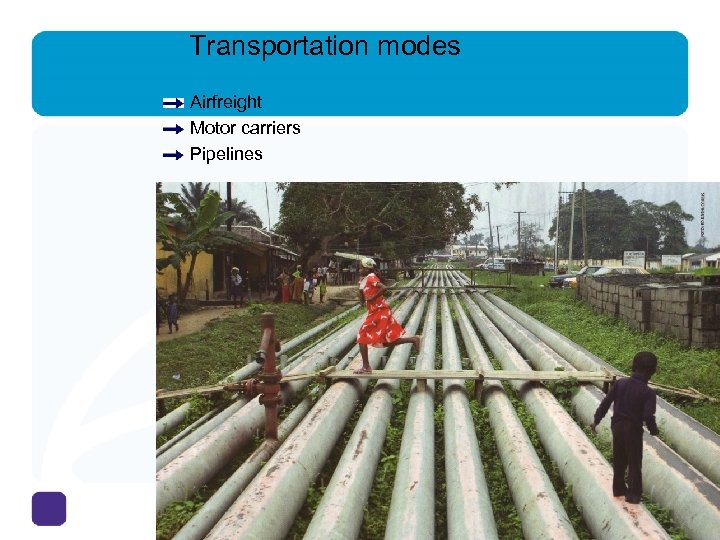 Transportation modes Airfreight Motor carriers Pipelines 23 - 6 
