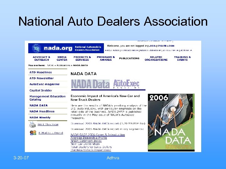 National Auto Dealers Association 3 -20 -07 Adhva 