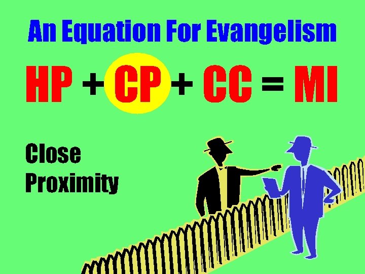 An Equation For Evangelism HP + CC = MI Close Proximity 