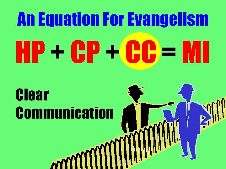 An Equation For Evangelism HP + CC = MI Clear Communication 