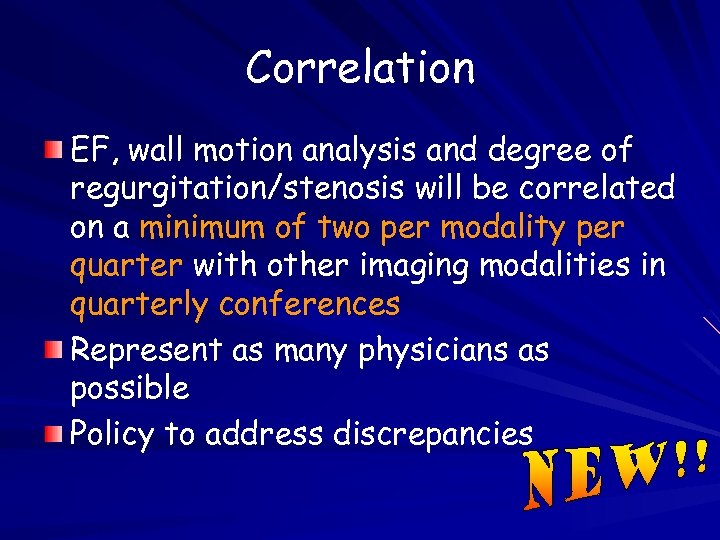 Correlation EF, wall motion analysis and degree of regurgitation/stenosis will be correlated on a