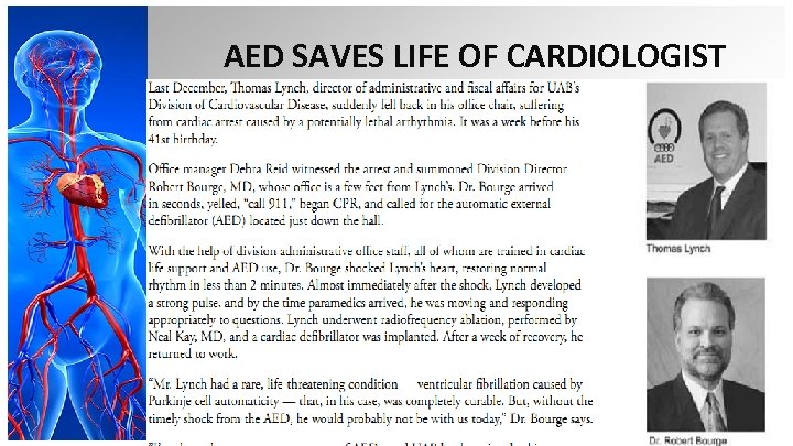 AED SAVES LIFE OF CARDIOLOGIST 