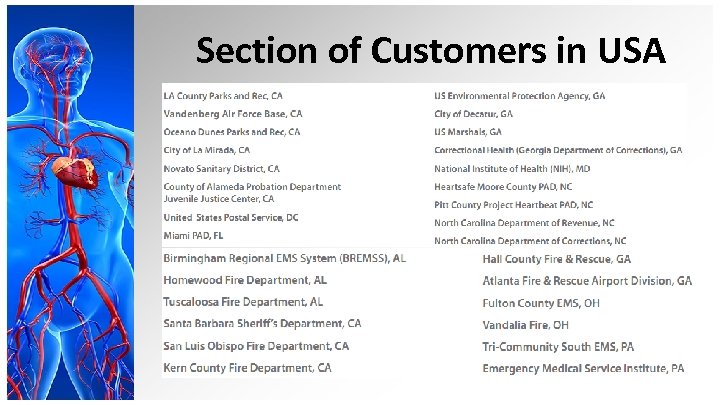 Section of Customers in USA 
