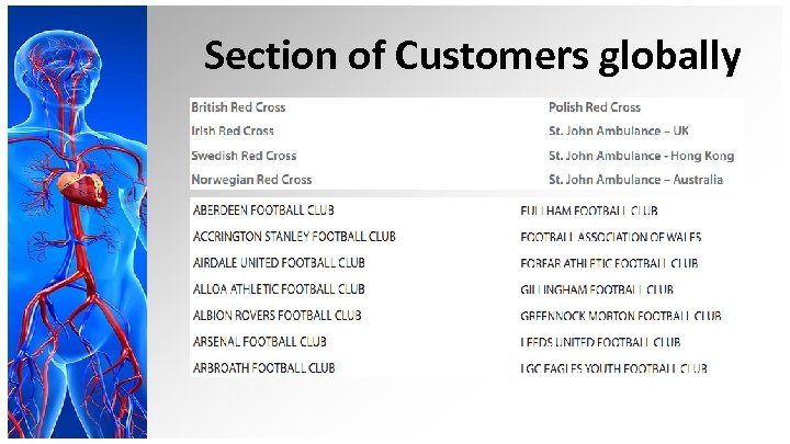 Section of Customers globally 