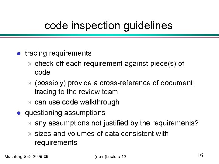 code inspection guidelines l l tracing requirements » check off each requirement against piece(s)