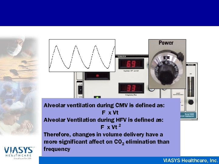 Alveolar ventilation during CMV is defined as: F x Vt Alveolar Ventilation during HFV