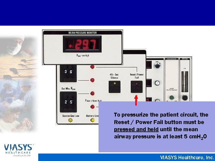 To pressurize the patient circuit, the Reset / Power Fail button must be pressed