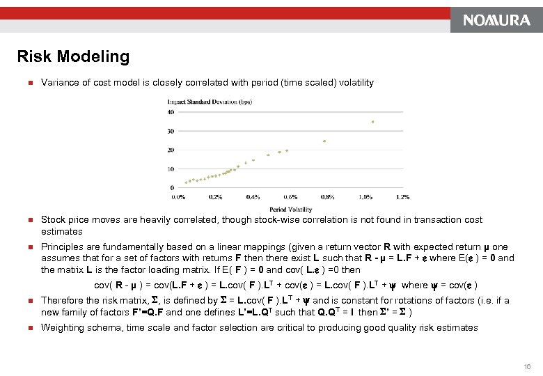 Risk Modeling n Variance of cost model is closely correlated with period (time scaled)