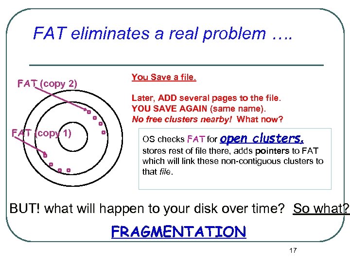 FAT eliminates a real problem …. FAT (copy 2) You Save a file. Later,