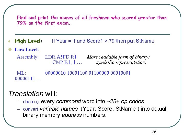 Find and print the names of all freshmen who scored greater than 79% on