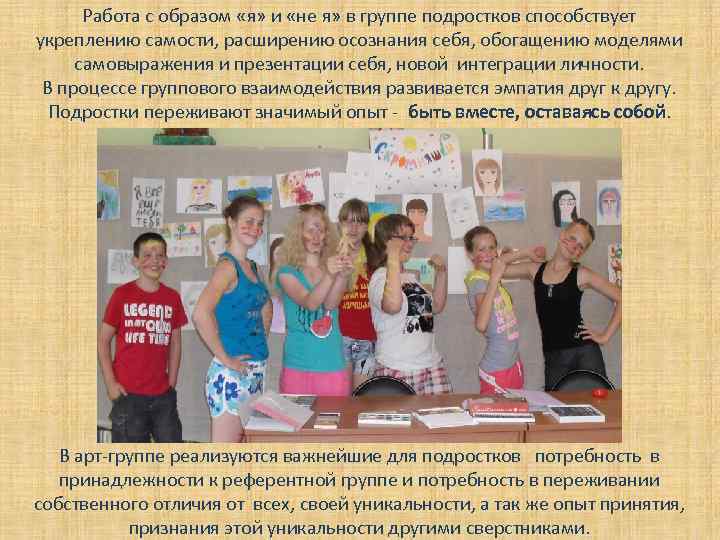 Работа с образом «я» и «не я» в группе подростков способствует укреплению самости, расширению