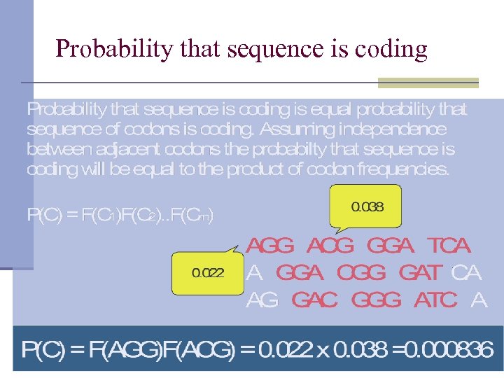 Probability that sequence is coding 