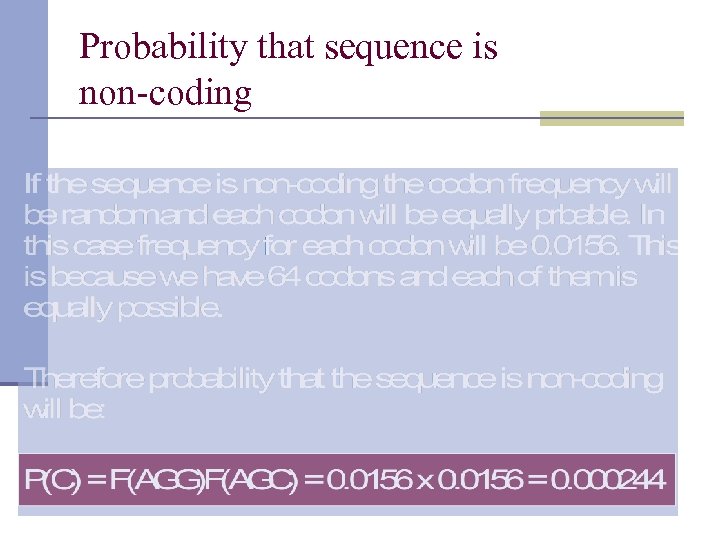 Probability that sequence is non-coding 