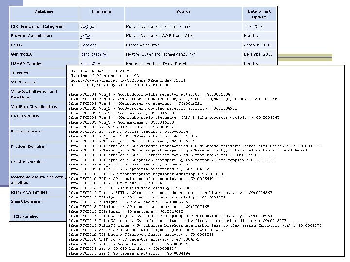Annotating novel genes n Similarity search against curated and well annotated database: functional annotations
