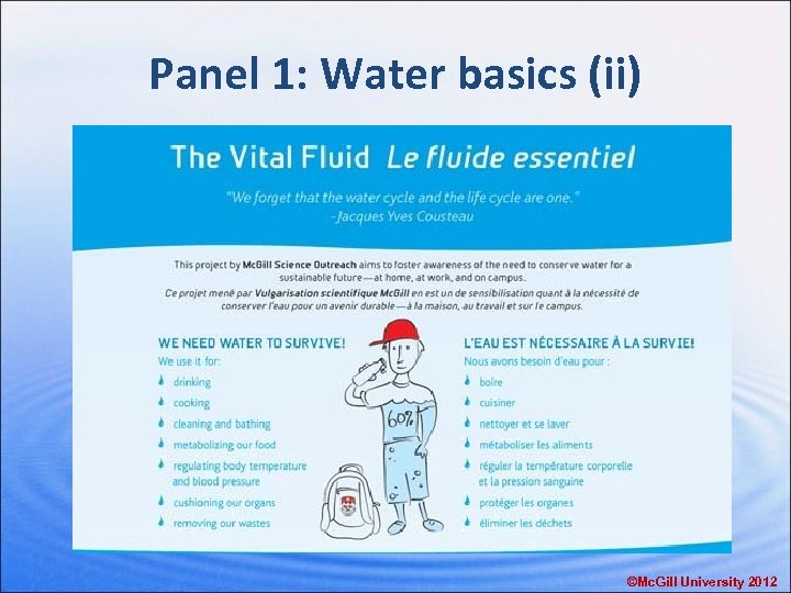 Panel 1: Water basics (ii) ©Mc. Gill University 2012 