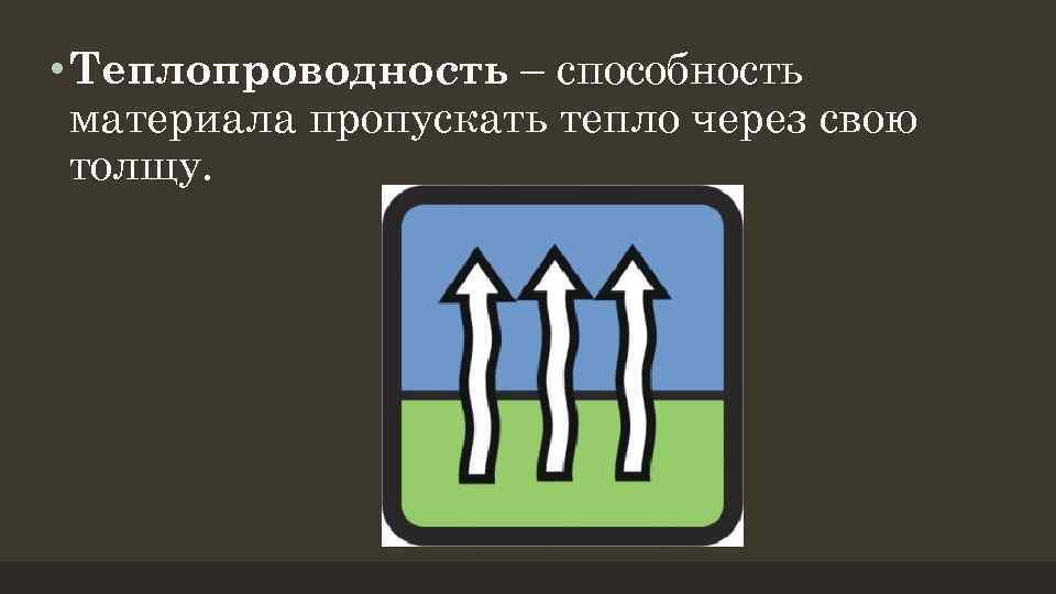  • Теплопроводность – способность материала пропускать тепло через свою толщу. 