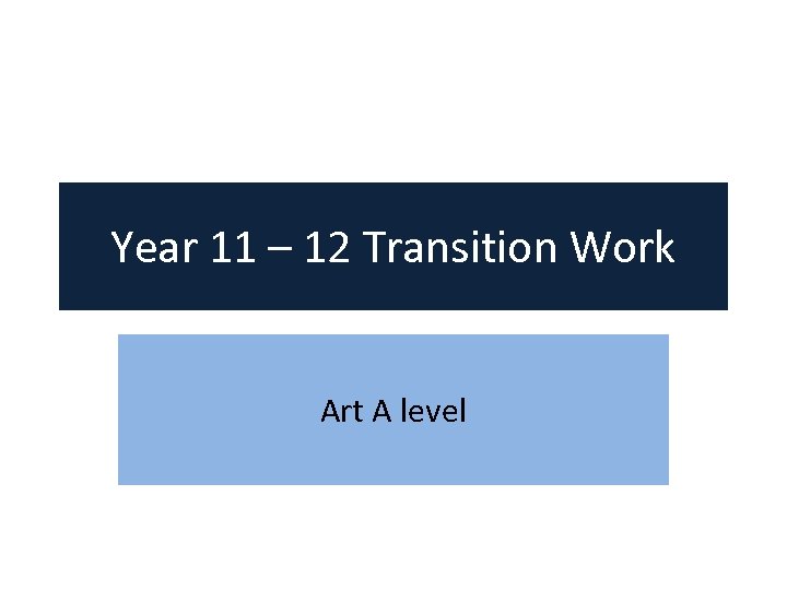 Year 11 – 12 Transition Work Art A level 