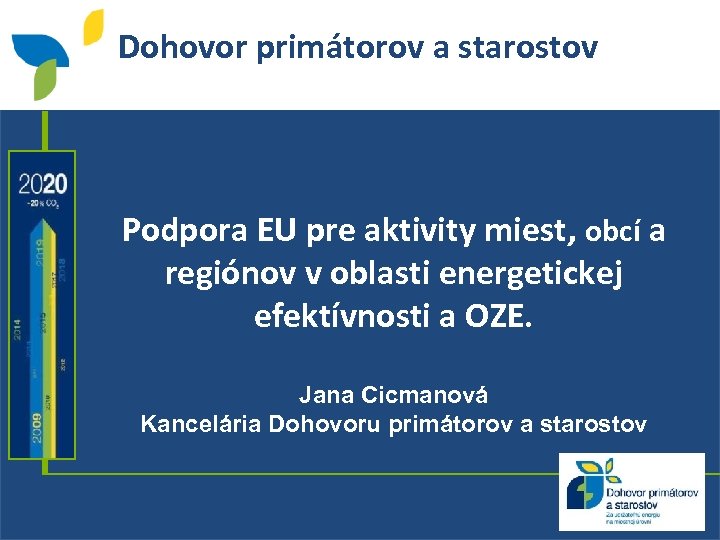 Dohovor primátorov a starostov Podpora EU pre aktivity miest, obcí a regiónov v oblasti