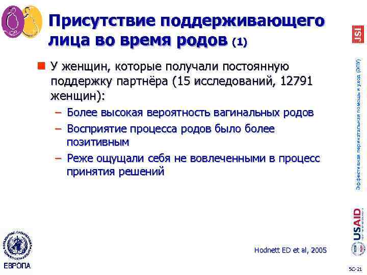 n У женщин, которые получали постоянную поддержку партнёра (15 исследований, 12791 женщин): – Более