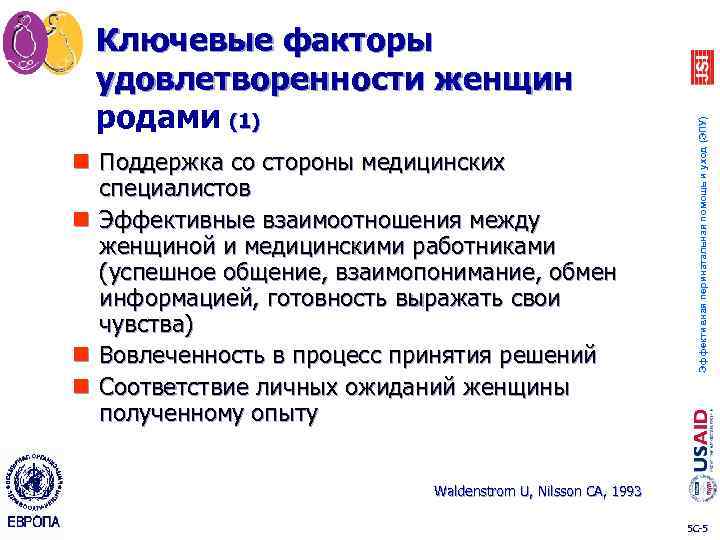 n Поддержка со стороны медицинских специалистов n Эффективные взаимоотношения между женщиной и медицинскими работниками