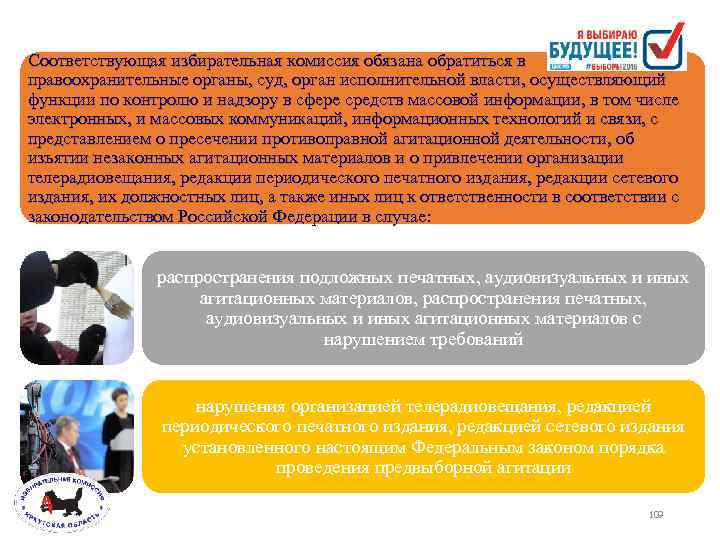 Соответствующая избирательная комиссия обязана обратиться в правоохранительные органы, суд, орган исполнительной власти, осуществляющий функции