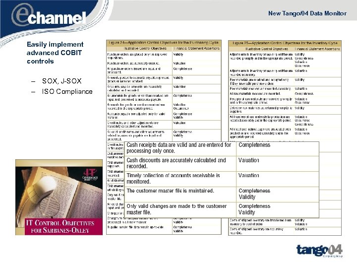 New Tango/04 Data Monitor Easily implement advanced COBIT controls – SOX, J-SOX – ISO