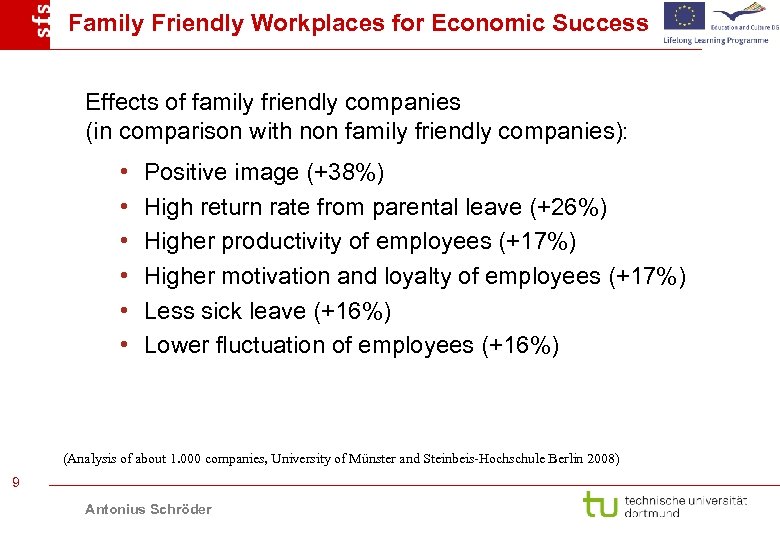 Family Friendly Workplaces for Economic Success Effects of family friendly companies (in comparison with