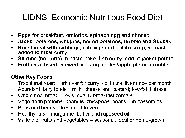 LIDNS: Economic Nutritious Food Diet • Eggs for breakfast, omlettes, spinach egg and cheese