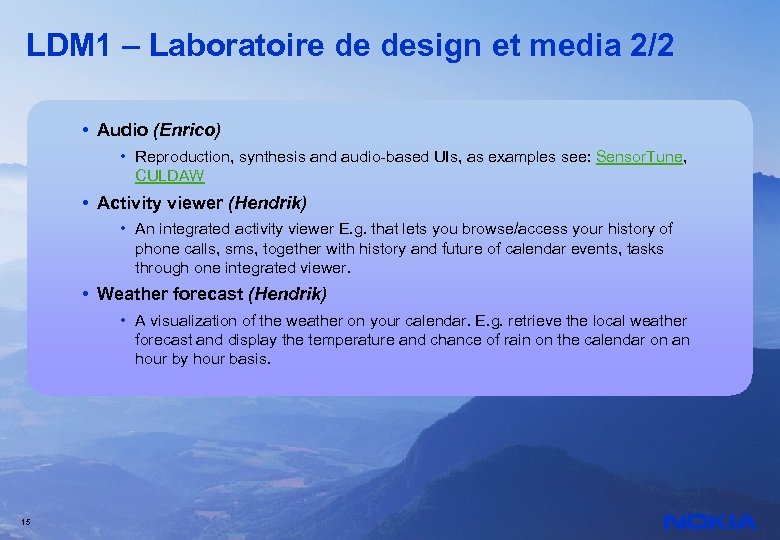LDM 1 – Laboratoire de design et media 2/2 • Audio (Enrico) • Reproduction,
