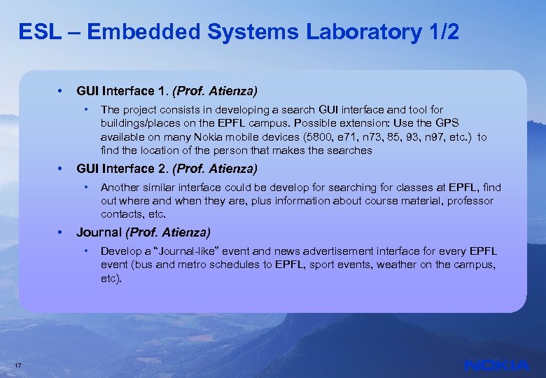 ESL – Embedded Systems Laboratory 1/2 • GUI Interface 1. (Prof. Atienza) • •