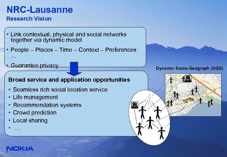 NRC-Lausanne Research Vision • Link contextual, physical and social networks together via dynamic model