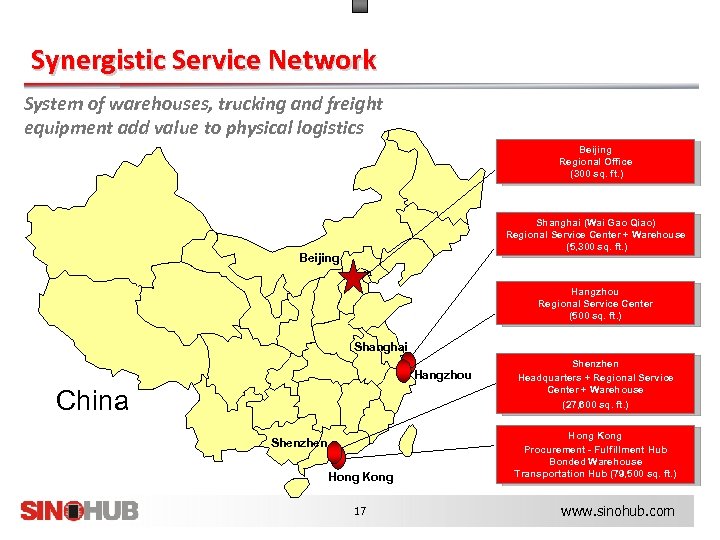 Synergistic Service Network System of warehouses, trucking and freight equipment add value to physical