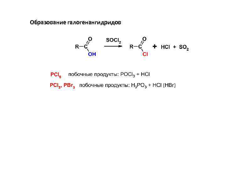Образование галогенангидридов 