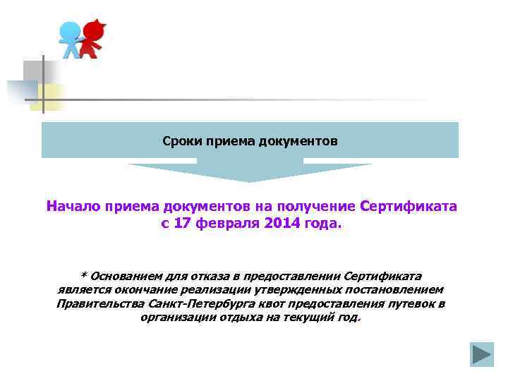 Сроки приема документов Начало приема документов на получение Сертификата с 17 февраля 2014 года.