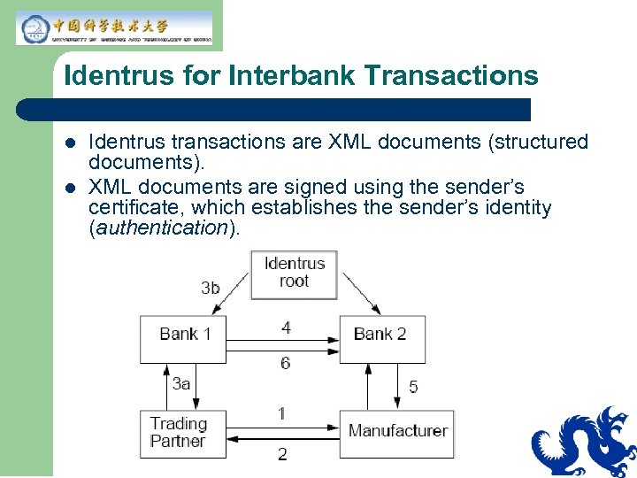 Identrus for Interbank Transactions l l Identrus transactions are XML documents (structured documents). XML