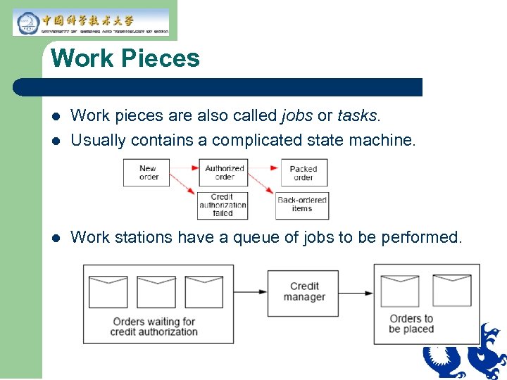 Work Pieces l Work pieces are also called jobs or tasks. Usually contains a