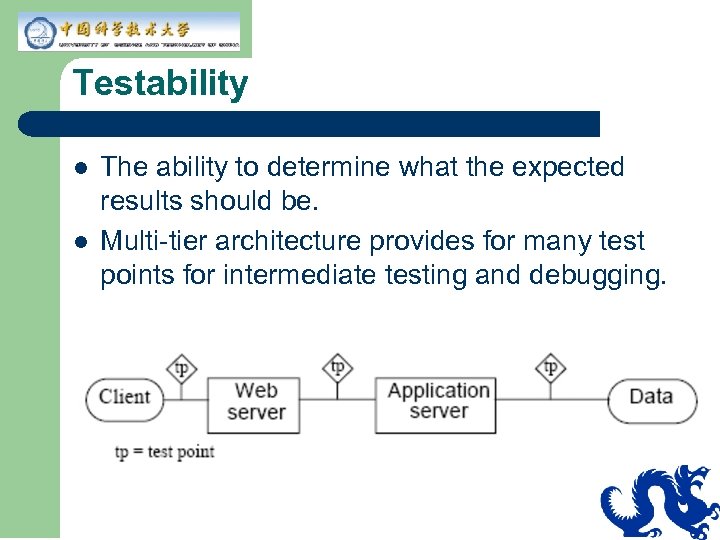 Testability l l The ability to determine what the expected results should be. Multi-tier