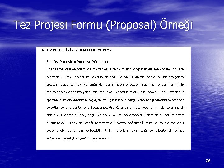 Tez Projesi Formu (Proposal) Örneği 26 