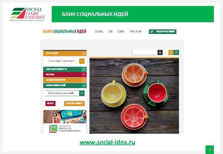 БАНК СОЦИАЛЬНЫХ ИДЕЙ www. social-idea. ru 9 