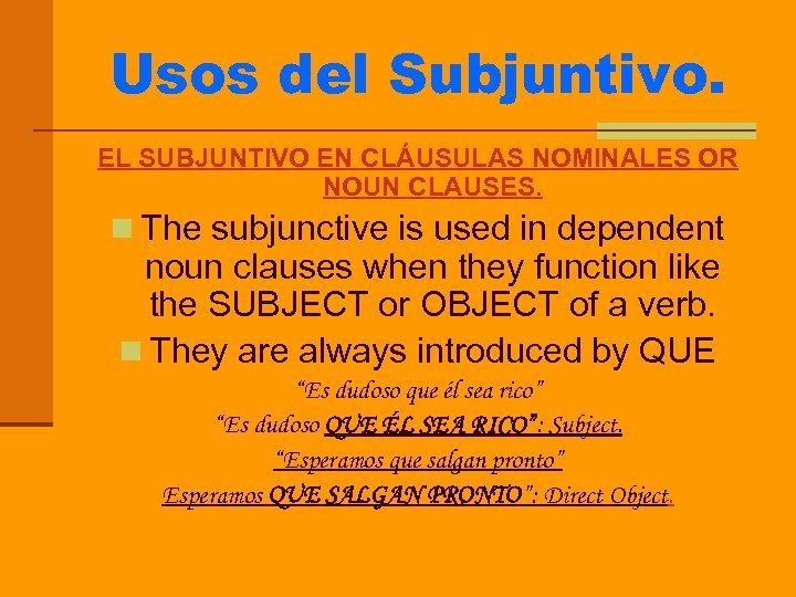 Usos Del Subjuntivo Espa Ol H Cap Tulos