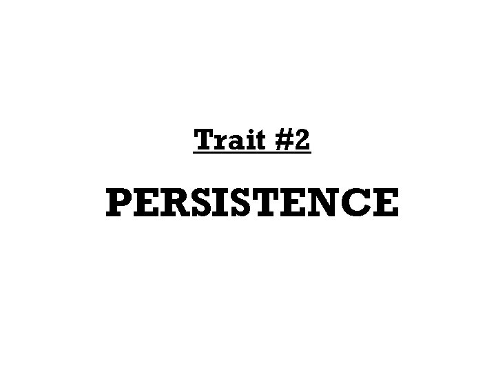 Trait #2 PERSISTENCE 