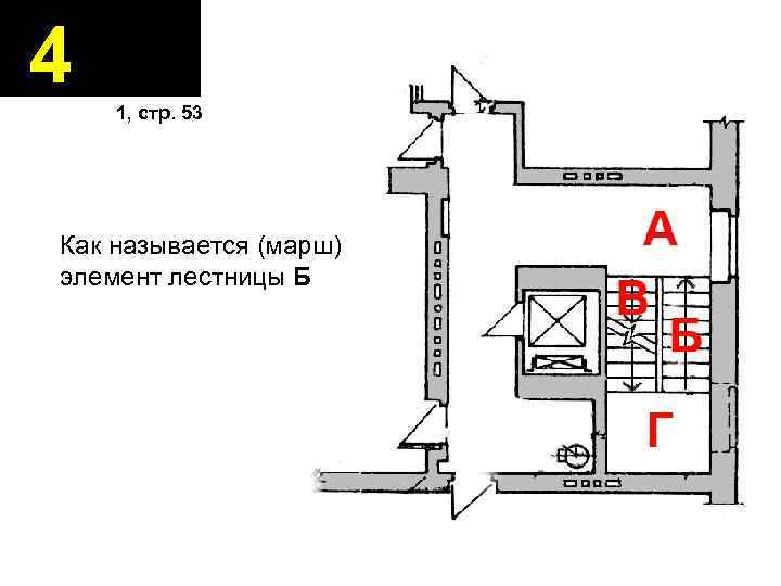 4 1, стр. 53 Как называется (марш) элемент лестницы Б 