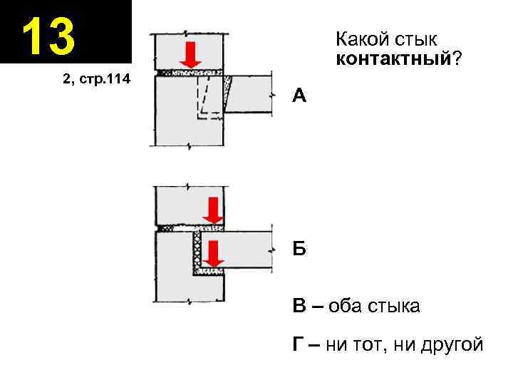 13 2, стр. 114 Какой стык контактный? А Б В – оба стыка Г