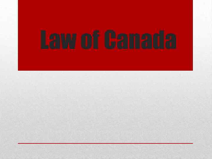 Law of Canada 