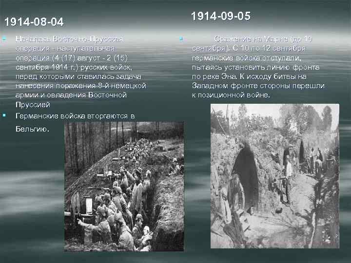 1914 -09 -05 1914 -08 -04 § § Началась Восточно-Прусская операция - наступательная операция